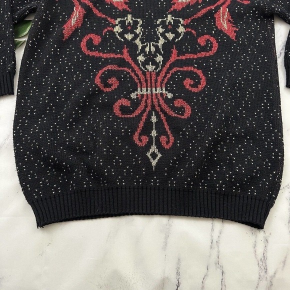 Distinctly Different Womens Vintage Pullover Sweater Size XL Black Red Holiday - Picture 5 of 12